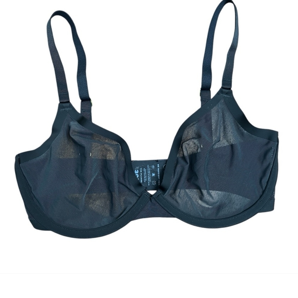 CUUP The Plunge Underwire Bra Black 36F 36DDD Sheer Mesh NWOT - Picture 3 of 7